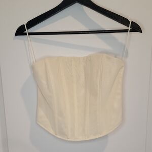 Beige Botany Mesh Corset Top, Small, Cream, NWT